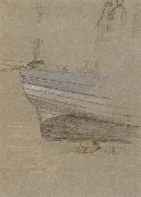 Joseph E.Southall Study of the Stern of a Fishing Boat oil painting artist